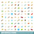 100 vehicle icons set, cartoon style Royalty Free Stock Photo