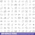 100 vehicle icons set, outline style Royalty Free Stock Photo