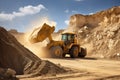 Vehicle industrial quarry construction loader yellow equipment machine heavy machinery bulldozer Royalty Free Stock Photo