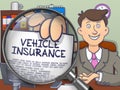 Vehicle Insurance through Lens. Doodle Concept.