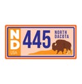 Vehicle license plate from america state collectiona, car from north dakota vector illustration. Usa country Royalty Free Stock Photo