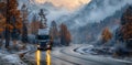 Vehicle navigating icy mountain road with snowcovered asphalt Royalty Free Stock Photo