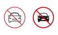 Vehicle Not Allowed Road Sign. Ban Auto Car Circle Symbol Set. Prohibit Traffic Red Sign. No Automobile Transport Line Royalty Free Stock Photo