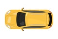 Yellow car from top view isolated on white background. Delivery automobile. Sedan icon. Royalty Free Stock Photo