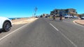 Vehicle POV of the Esplanade in the seaside suburb of Glenelg.