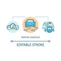 Vehicle road test concept icon