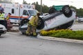 Vehicle Rollover at Major Intersection Royalty Free Stock Photo