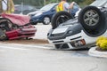 Vehicle Rollover at Major Intersection Royalty Free Stock Photo