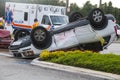 Vehicle Rollover at Major Intersection Royalty Free Stock Photo