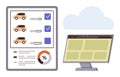 Vehicle Selection and Online Comparison Process with Data Charts and Cloud Integration Royalty Free Stock Photo