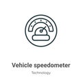 Vehicle speedometer outline vector icon. Thin line black vehicle speedometer icon, flat vector simple element illustration from