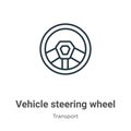 Vehicle steering wheel outline vector icon. Thin line black vehicle steering wheel icon, flat vector simple element illustration