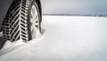 vehicle tire on deep snow