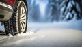 vehicle tire on deep snow
