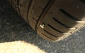 Tire damaged by metal screw