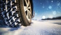 vehicle tire on deep snow