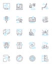 Vehicle tracking linear icons set. GPS, Location, Fleet, Navigation, Monitoring, Telematics, Real-time line vector and Royalty Free Stock Photo