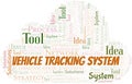 Vehicle Tracking System typography vector word cloud.