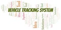 Vehicle Tracking System typography vector word cloud.