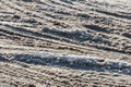 Vehicle tracks in snow Royalty Free Stock Photo