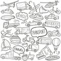 Vehicle Transport Traditional Doodle Icons Sketch Hand Made Design Vector Royalty Free Stock Photo