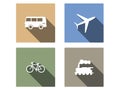 Vehicle and transport vector flat icons