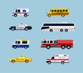 Vehicle Transportation - vector flat design icons set