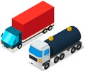 Vehicle for transpportation and shipping. Delivery of parcels by transport. Postal cargo trucks Royalty Free Stock Photo