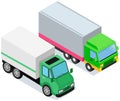 Vehicle for transpportation and shipping. Delivery of parcels by transport. Postal cargo trucks Royalty Free Stock Photo