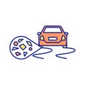 Vehicle tyres as microplastics sources RGB color icon