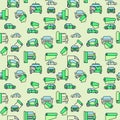 Vehicle Vinyl Wrapping vector seamless pattern with green cars