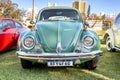 Vehicle Volkswagen Fusca beetle 1972 on display at vintage car show. Royalty Free Stock Photo