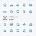 20 Vehicles Blue Color icon Pack like vessel steamboat transport ship ship