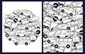 Vehicles coloring pages set. Black and white transportation prints for coloring book Royalty Free Stock Photo