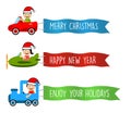 Vehicles flies with long banners for christmas Royalty Free Stock Photo