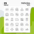 25 Vehicles Icon Set. 100% Editable EPS 10 Files. Business Logo Concept Ideas Line icon design Royalty Free Stock Photo