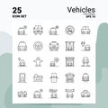 25 Vehicles Icon Set. 100% Editable EPS 10 Files. Business Logo Concept Ideas Line icon design Royalty Free Stock Photo