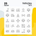 25 Vehicles Icon Set. 100% Editable EPS 10 Files. Business Logo Concept Ideas Line icon design Royalty Free Stock Photo