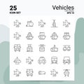 25 Vehicles Icon Set. 100% Editable EPS 10 Files. Business Logo Concept Ideas Line icon design Royalty Free Stock Photo