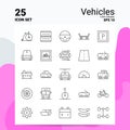 25 Vehicles Icon Set. 100% Editable EPS 10 Files. Business Logo Concept Ideas Line icon design Royalty Free Stock Photo