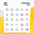 25 Vehicles Icon Set. 100% Editable EPS 10 Files. Business Logo Concept Ideas Line icon design Royalty Free Stock Photo