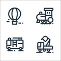 vehicles line icons. linear set. quality vector line set such as backhoe, fire truck, train