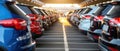 Vehicles Neatly Lined Up In A Spacious And Organized Parking Area