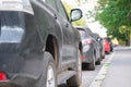 vehicles parked in parking lot Royalty Free Stock Photo