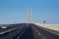 Vehicles passing longest bridge in Indonesia