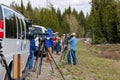 Vehicles and photographers near Pilgrim Creek