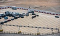 Vehicles on port of Dover ready to embark on ferry to Europe.