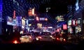 Vehicles running in a festival decorative streets in India