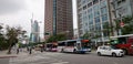 Vehicles running on street at downtown in Taipei, Taiwan