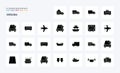 25 Vehicles Solid Glyph icon pack Royalty Free Stock Photo